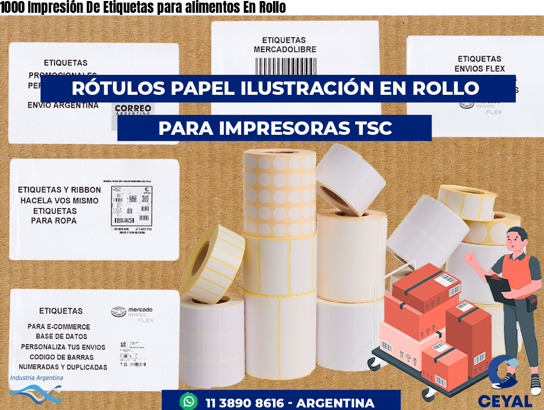 1000 Impresión De Etiquetas para alimentos En Rollo