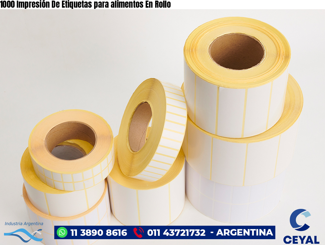1000 Impresión De Etiquetas para alimentos En Rollo
