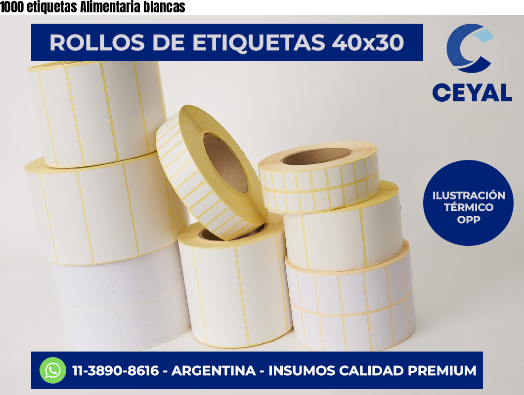 1000 etiquetas Alimentaria blancas
