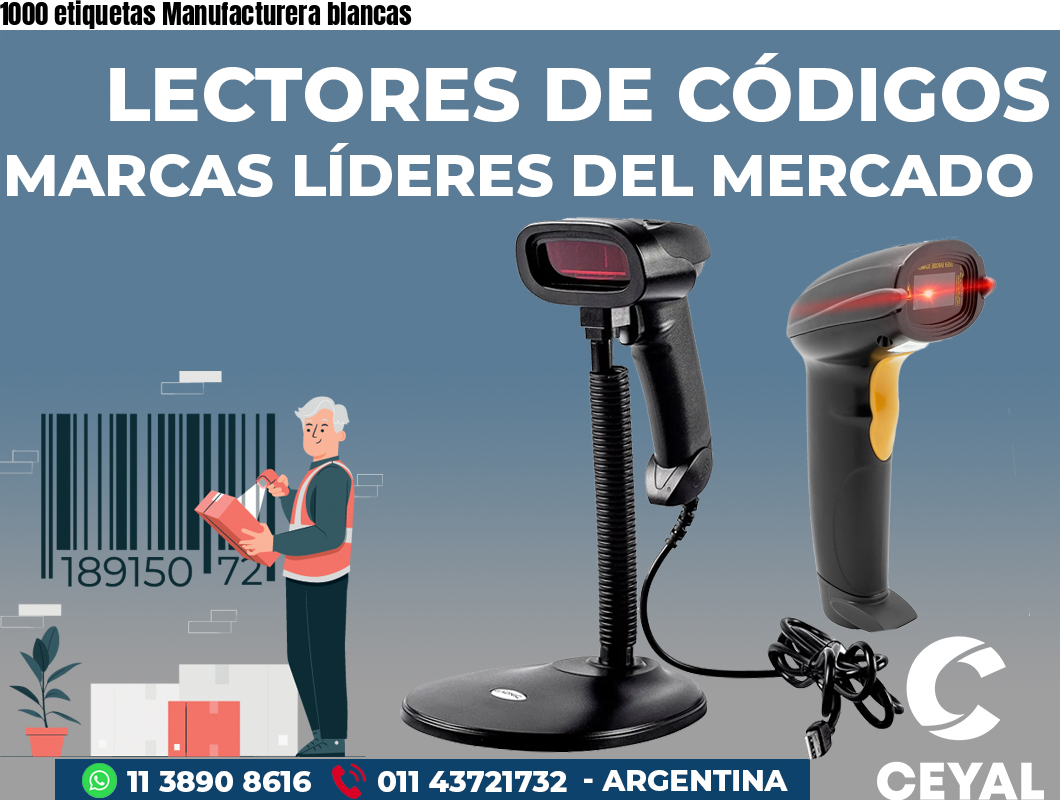 1000 etiquetas Manufacturera blancas