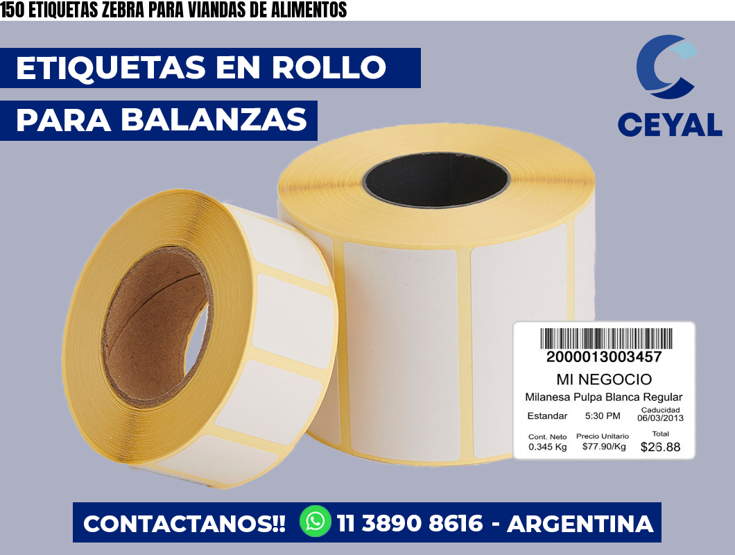 150 ETIQUETAS ZEBRA PARA VIANDAS DE ALIMENTOS