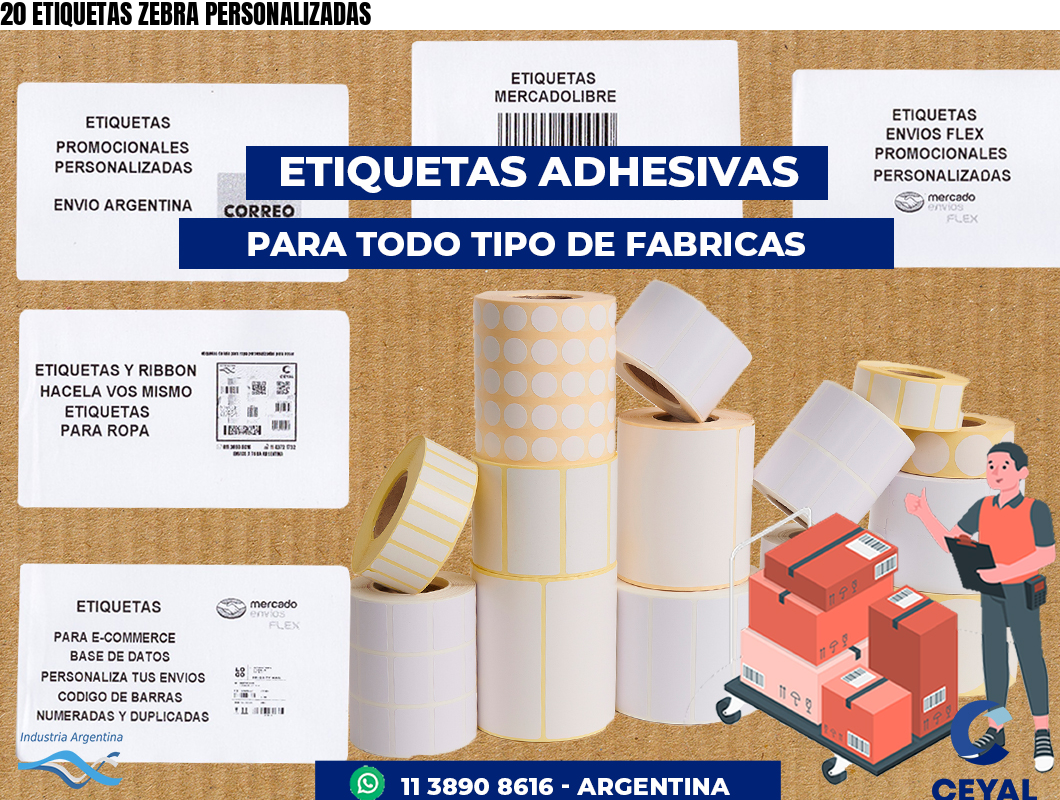 20 ETIQUETAS ZEBRA PERSONALIZADAS