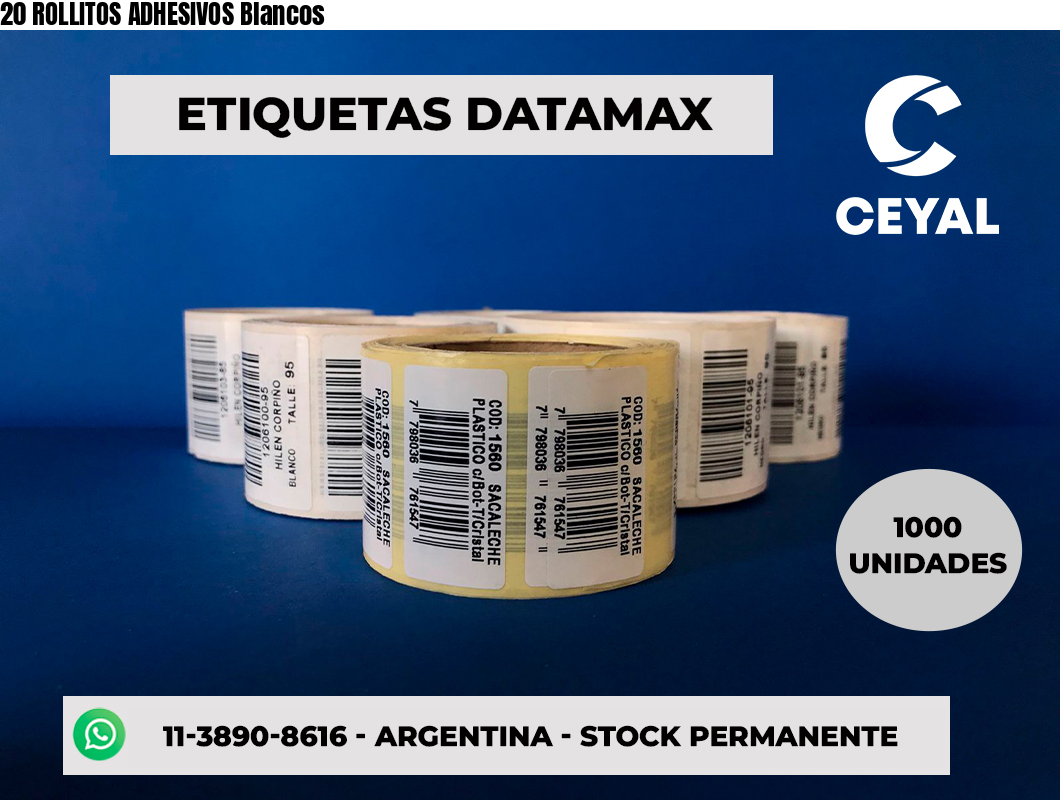 20 ROLLITOS ADHESIVOS Blancos