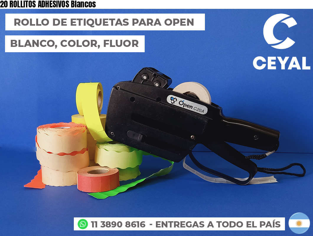 20 ROLLITOS ADHESIVOS Blancos