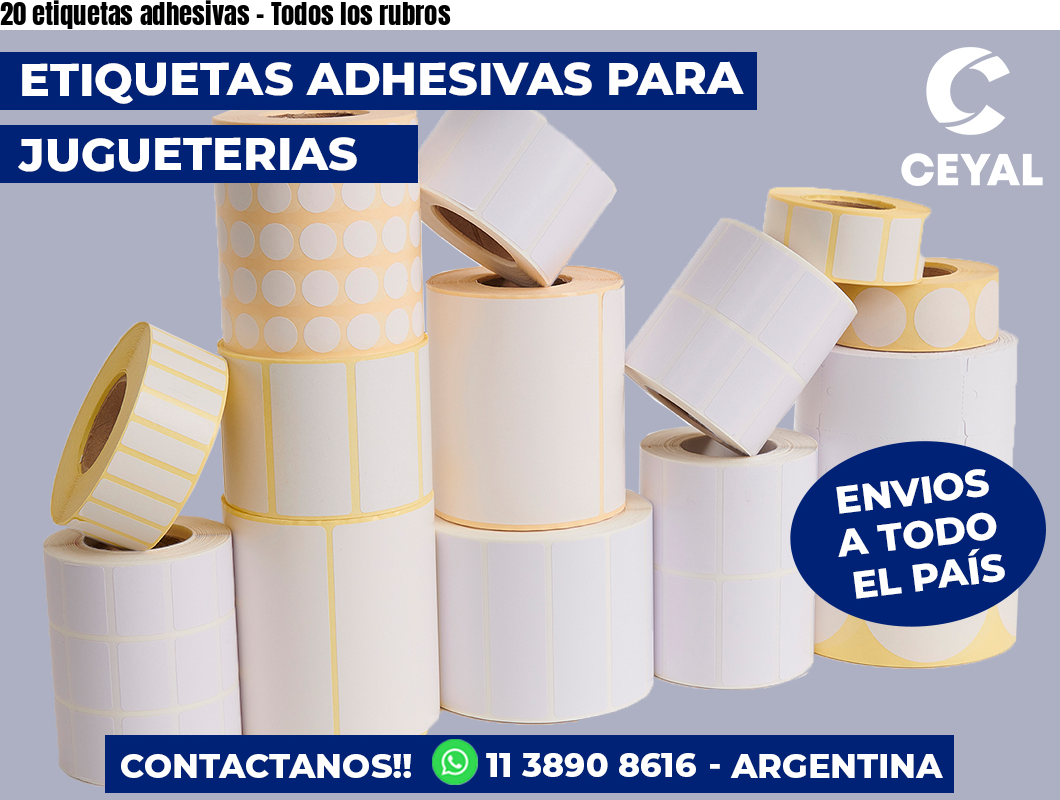 20 etiquetas adhesivas - Todos los rubros