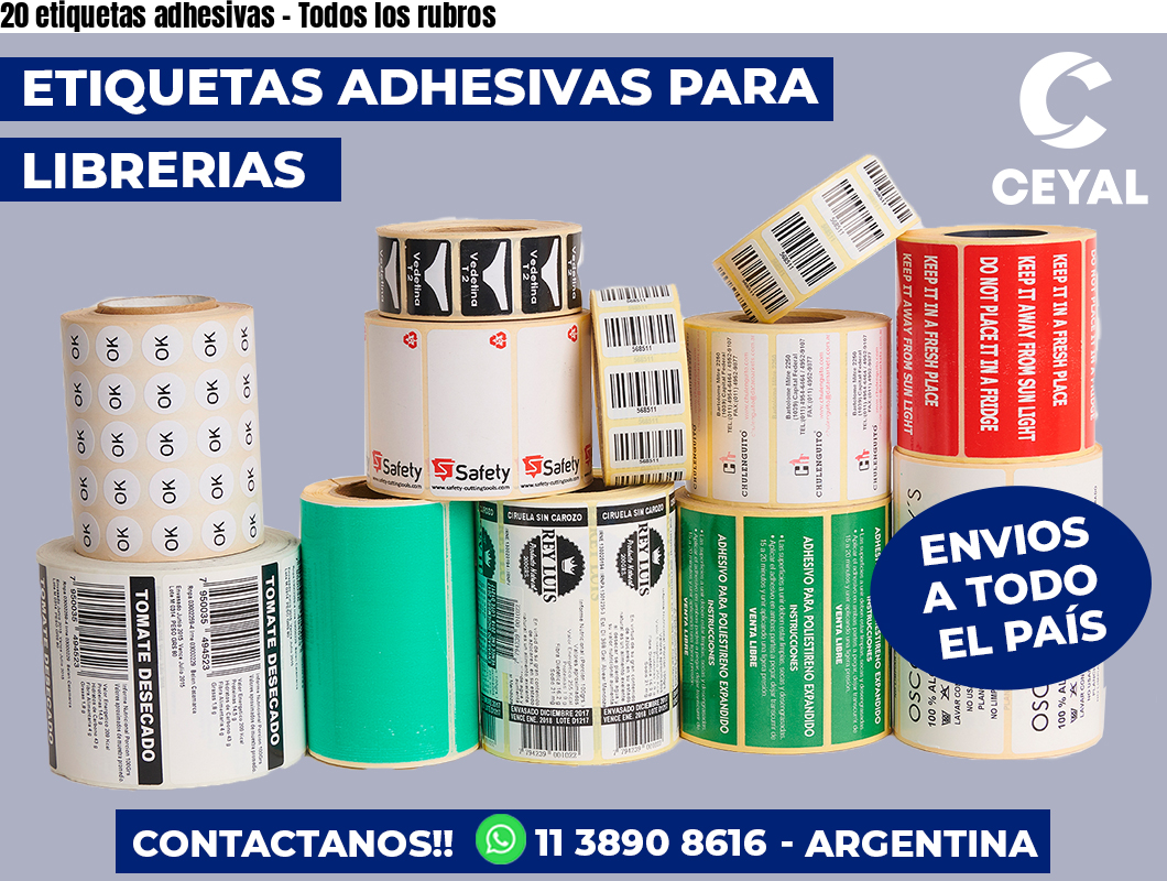 20 etiquetas adhesivas – Todos los rubros