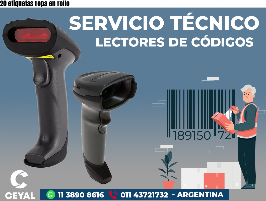 20 etiquetas ropa en rollo