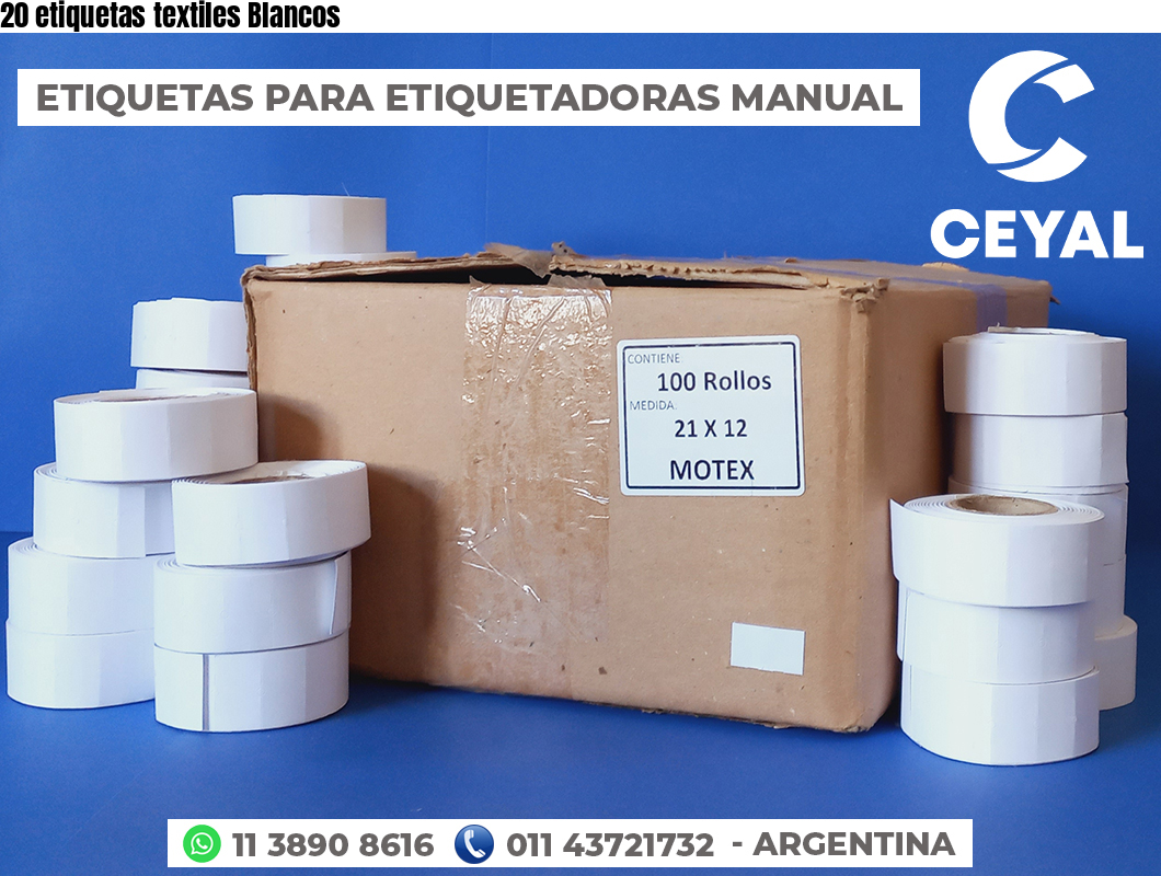 20 etiquetas textiles Blancos