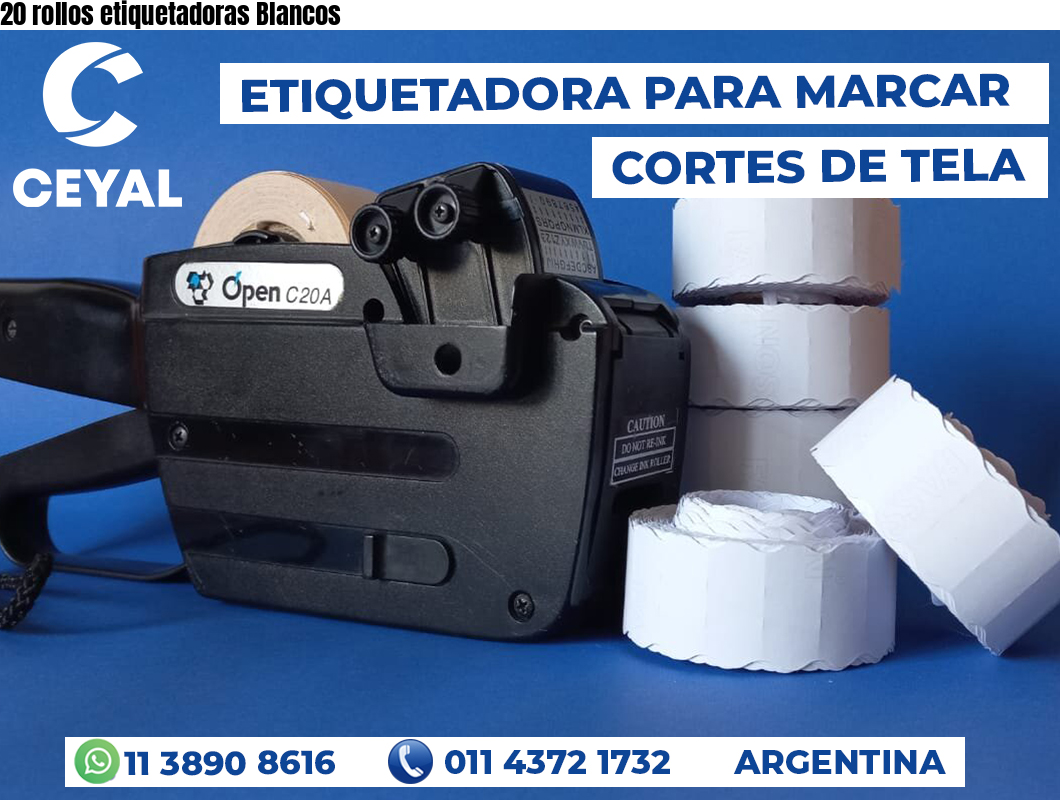 20 rollos etiquetadoras Blancos