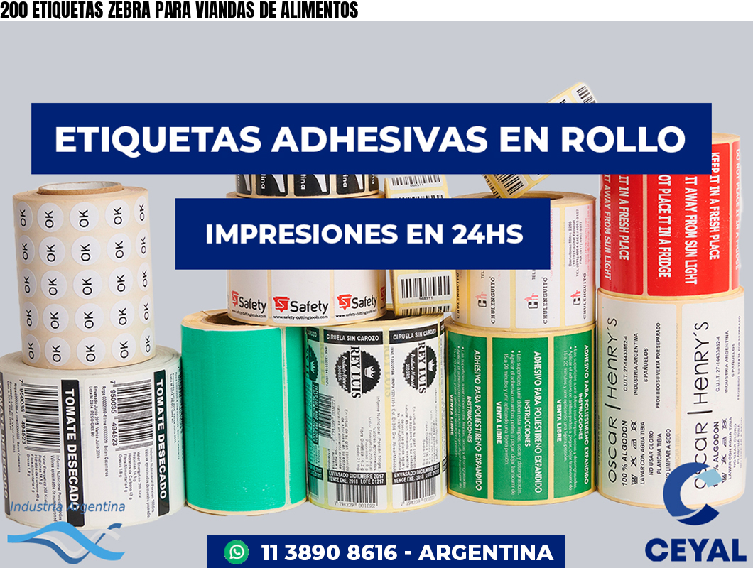 200 ETIQUETAS ZEBRA PARA VIANDAS DE ALIMENTOS