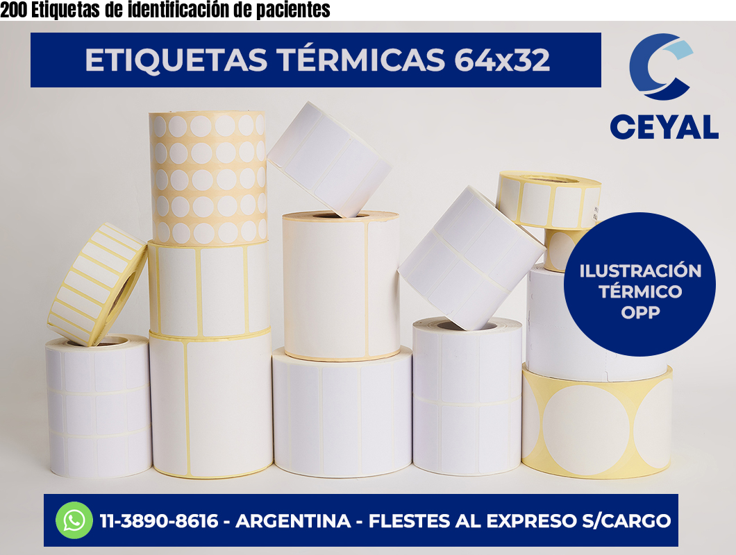 200 Etiquetas de identificación de pacientes