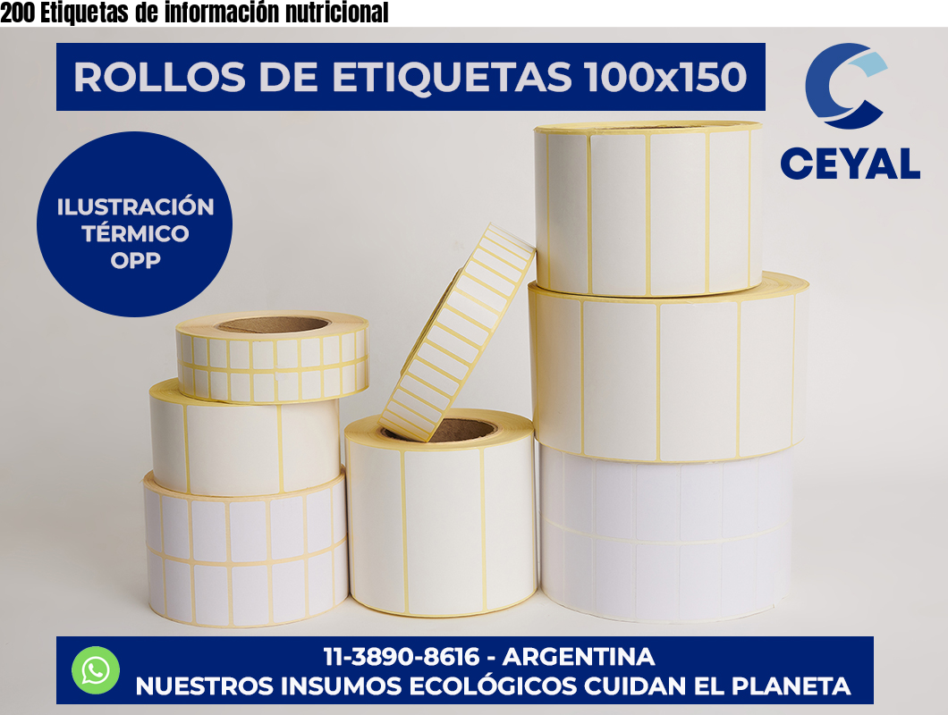 200 Etiquetas de información nutricional