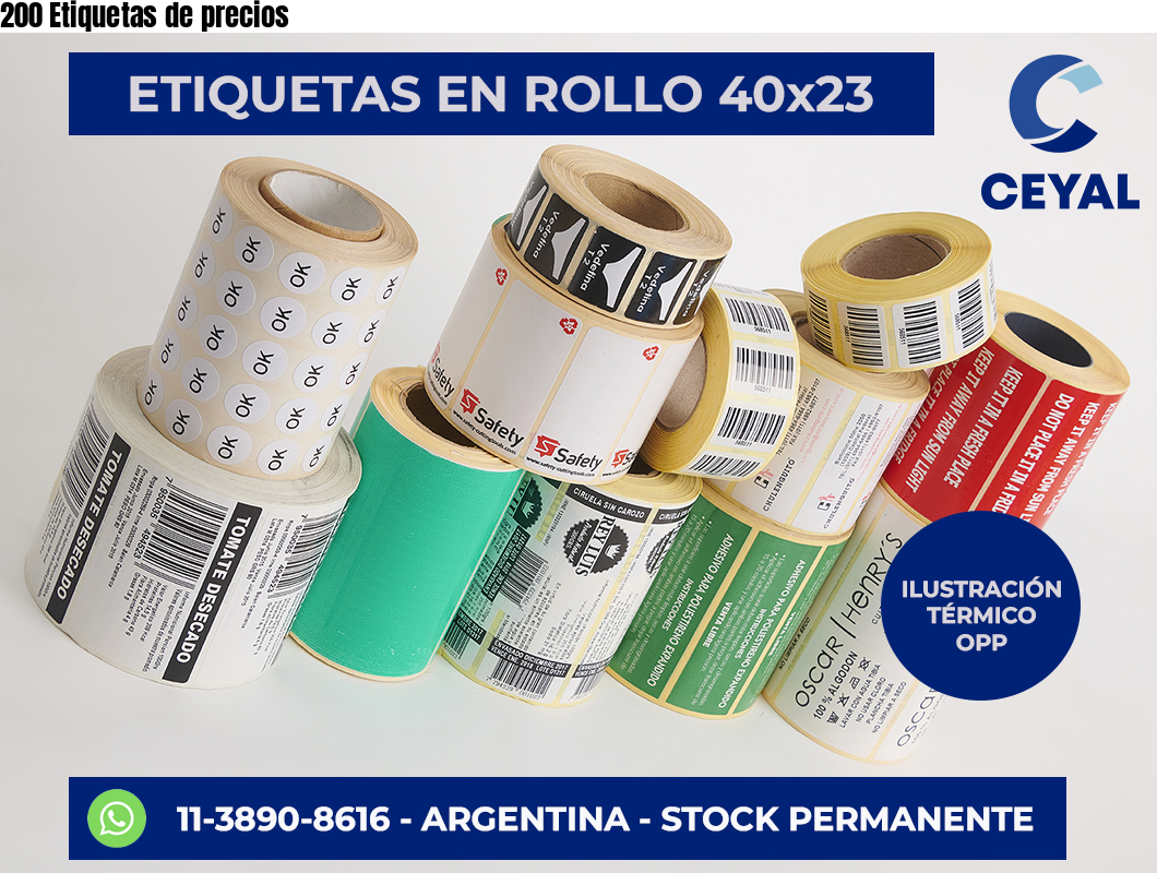 200 Etiquetas de precios