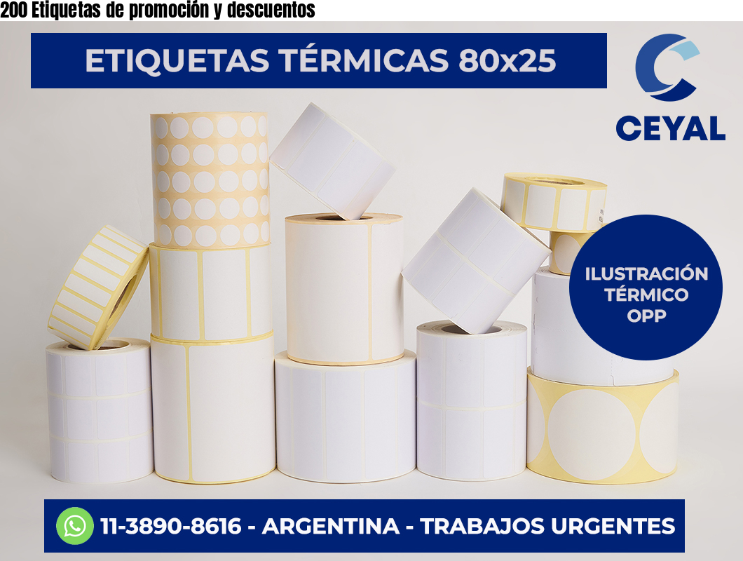 200 Etiquetas de promoción y descuentos