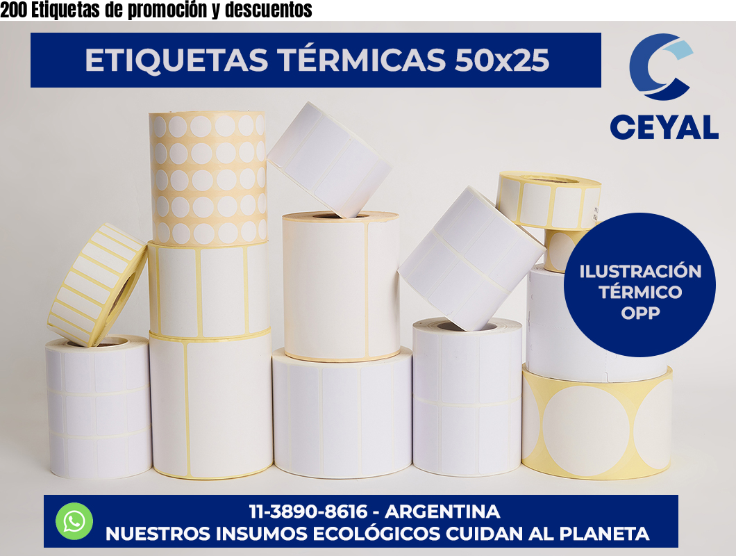 200 Etiquetas de promoción y descuentos