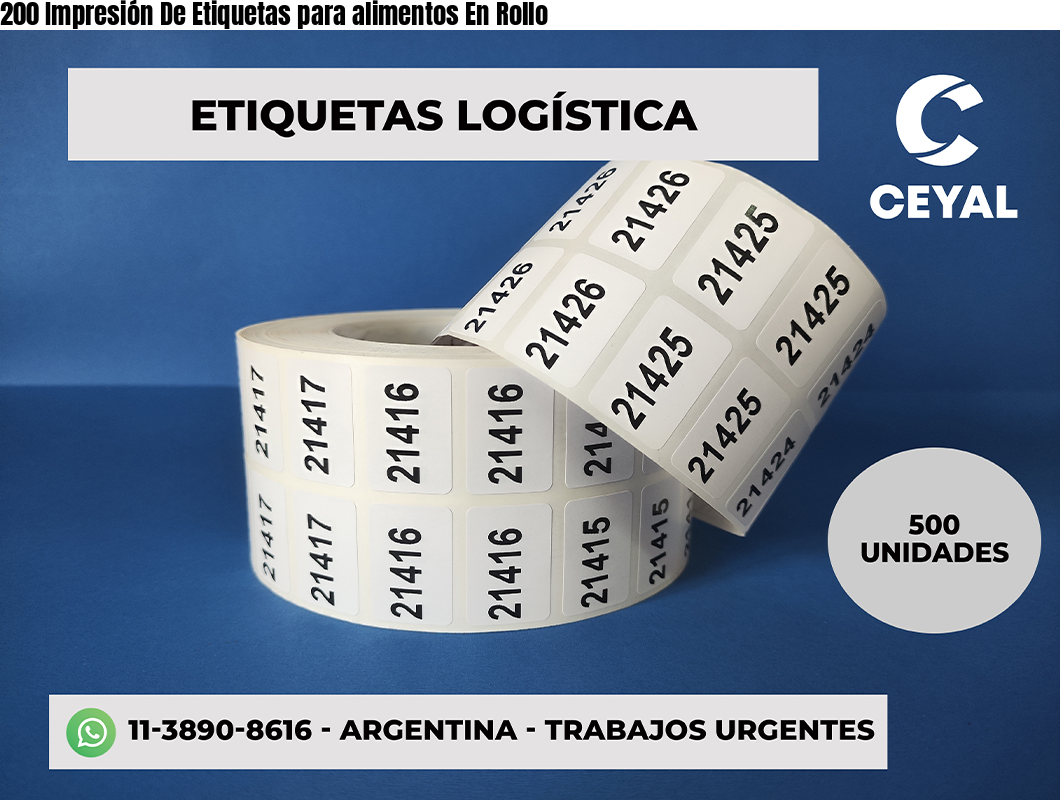 200 Impresión De Etiquetas para alimentos En Rollo