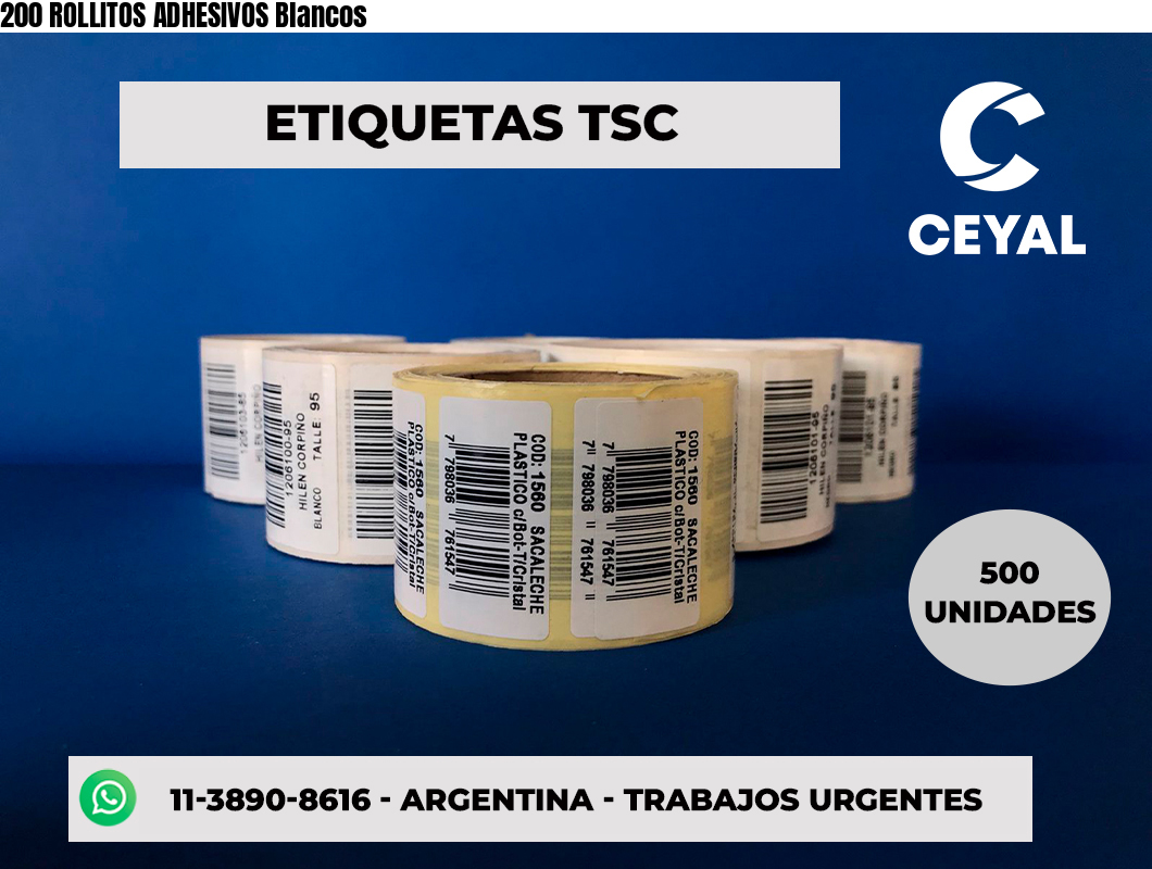 200 ROLLITOS ADHESIVOS Blancos