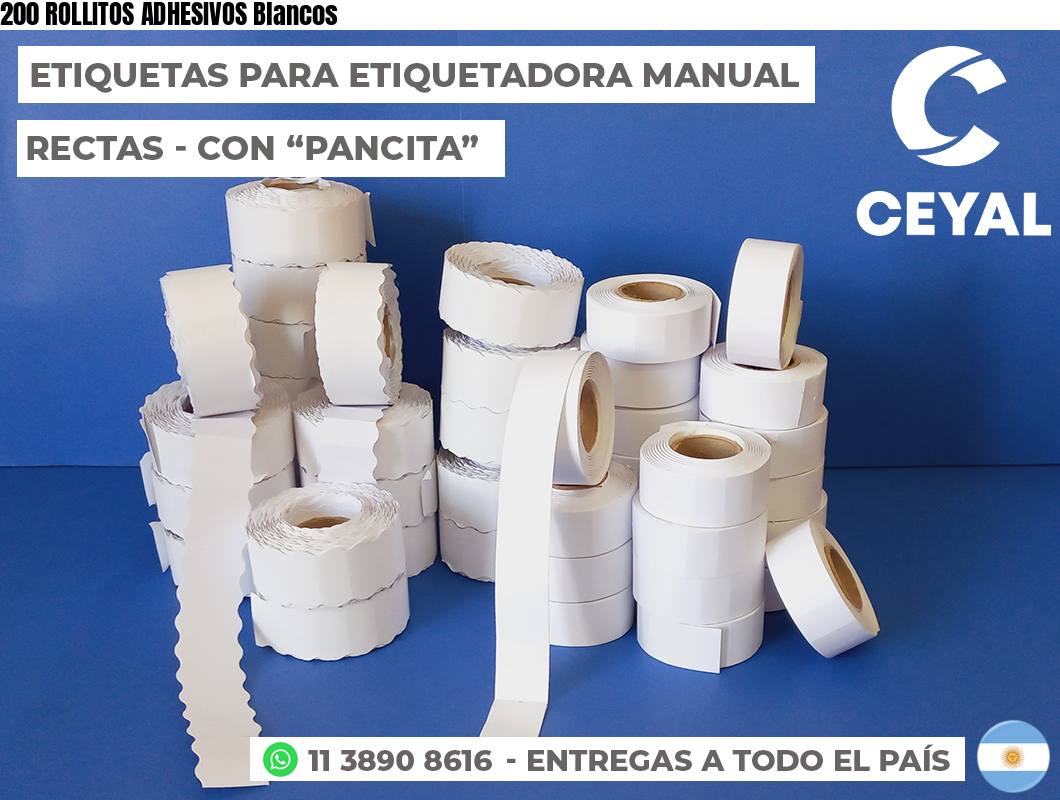 200 ROLLITOS ADHESIVOS Blancos