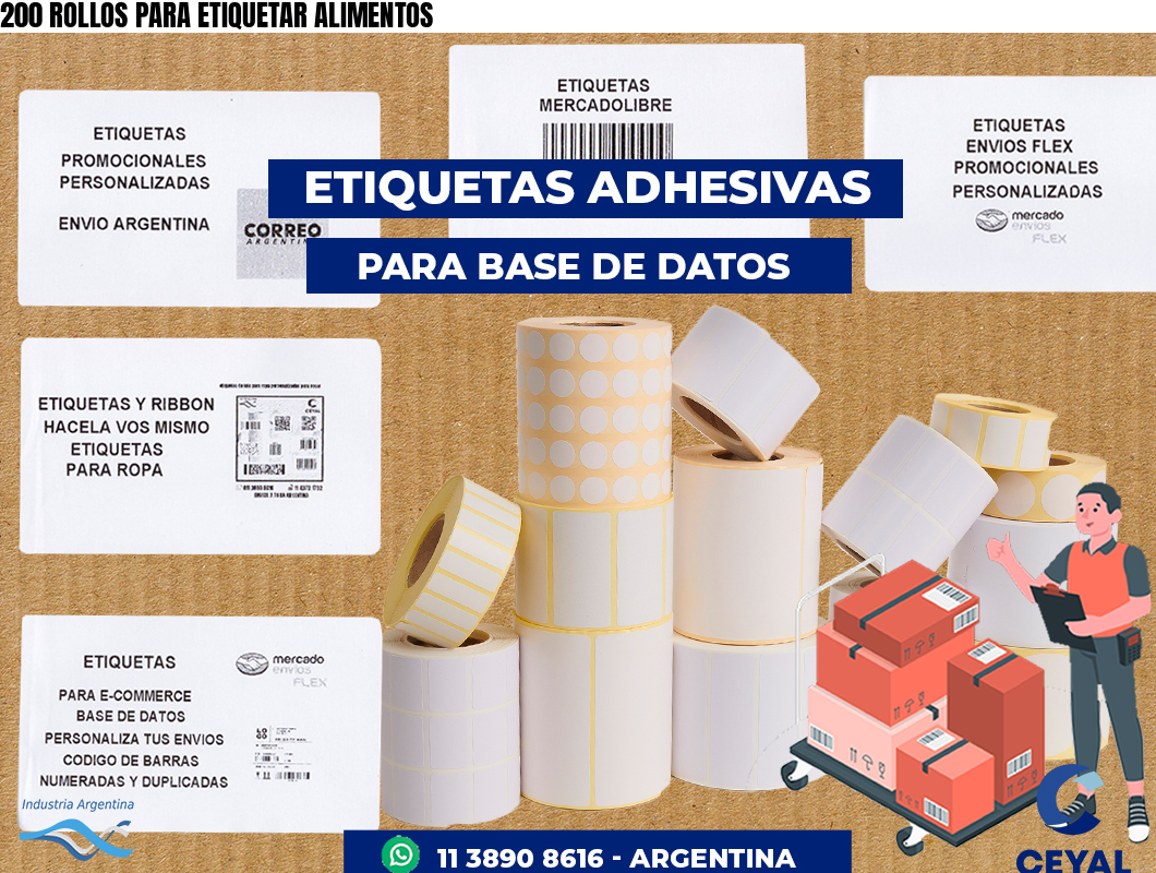 200 ROLLOS PARA ETIQUETAR ALIMENTOS