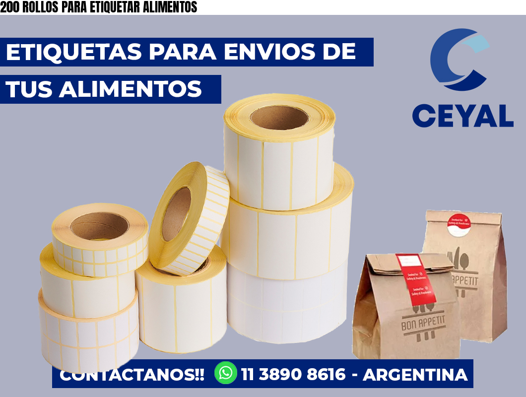 200 ROLLOS PARA ETIQUETAR ALIMENTOS