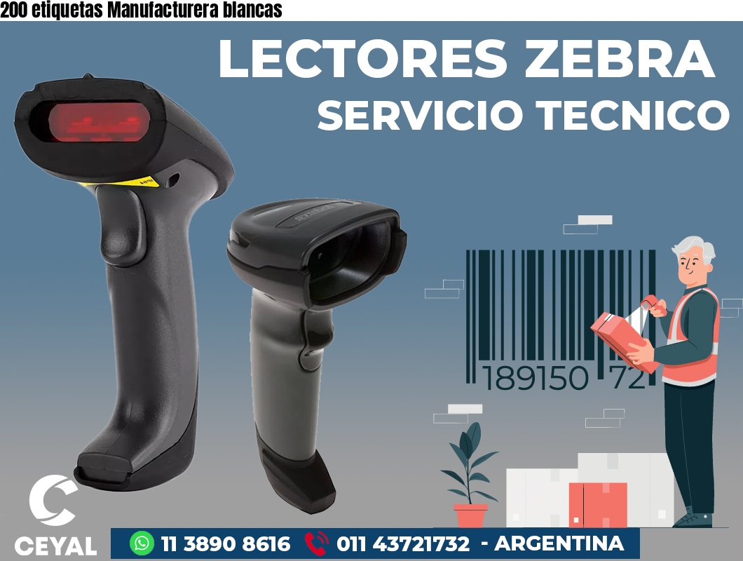 200 etiquetas Manufacturera blancas