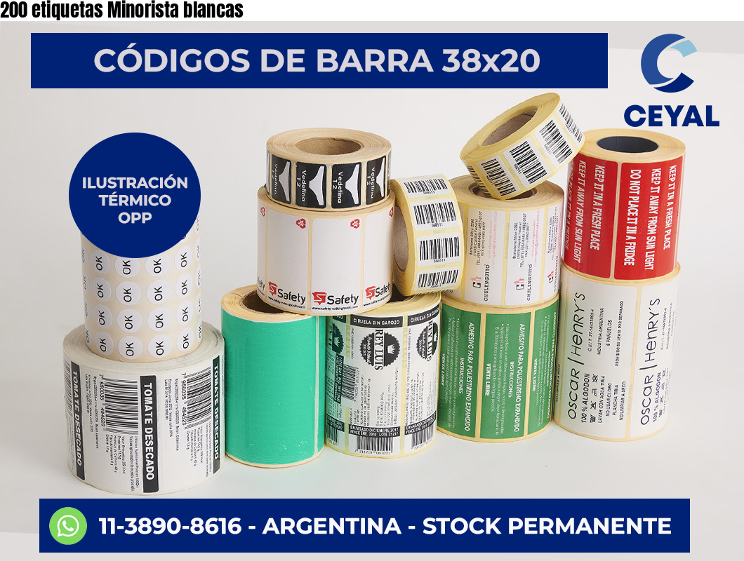 200 etiquetas Minorista blancas