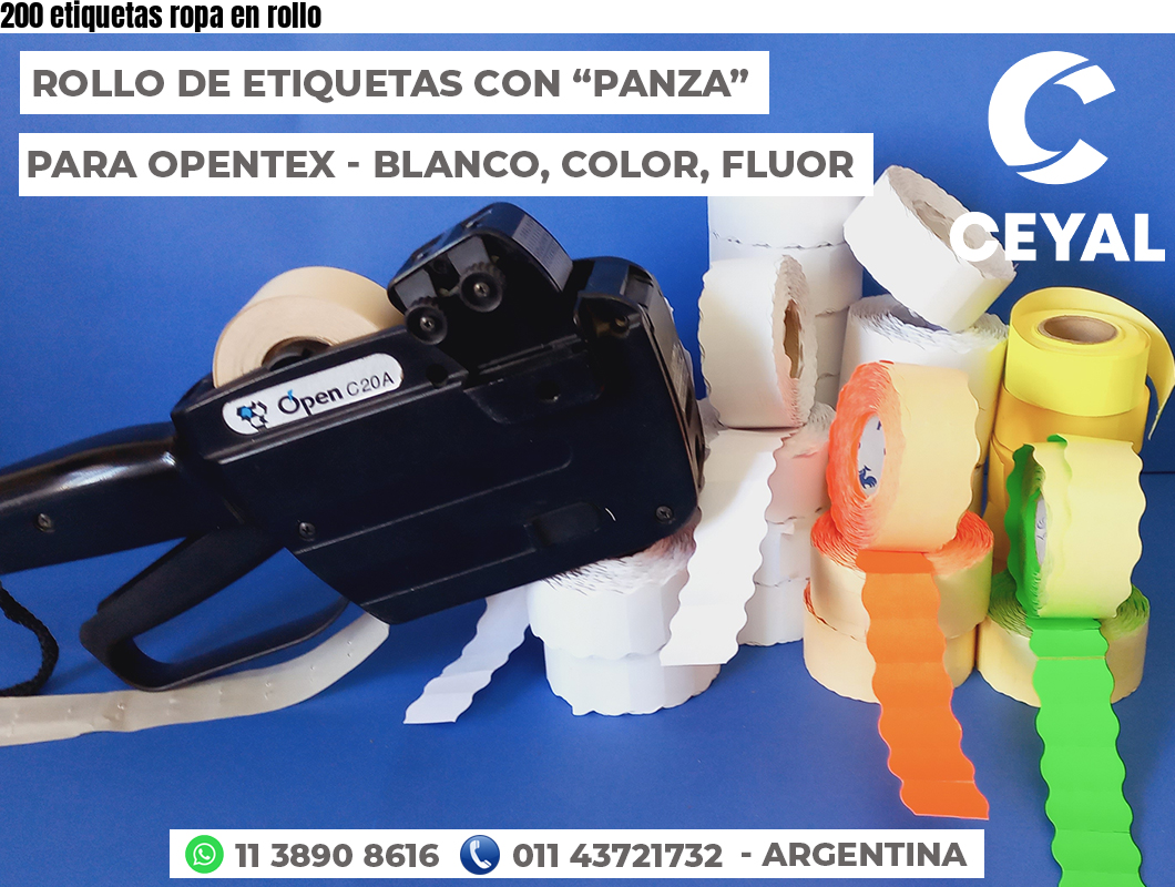 200 etiquetas ropa en rollo