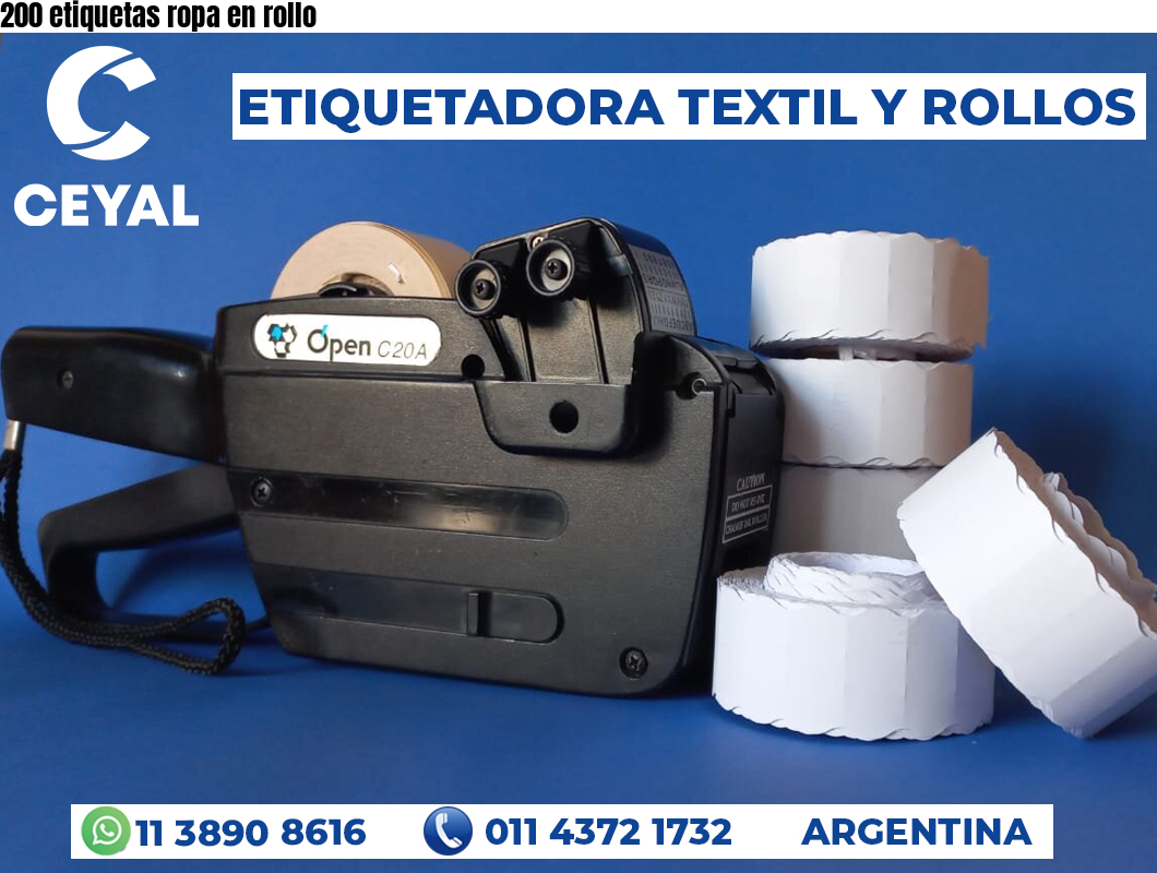 200 etiquetas ropa en rollo