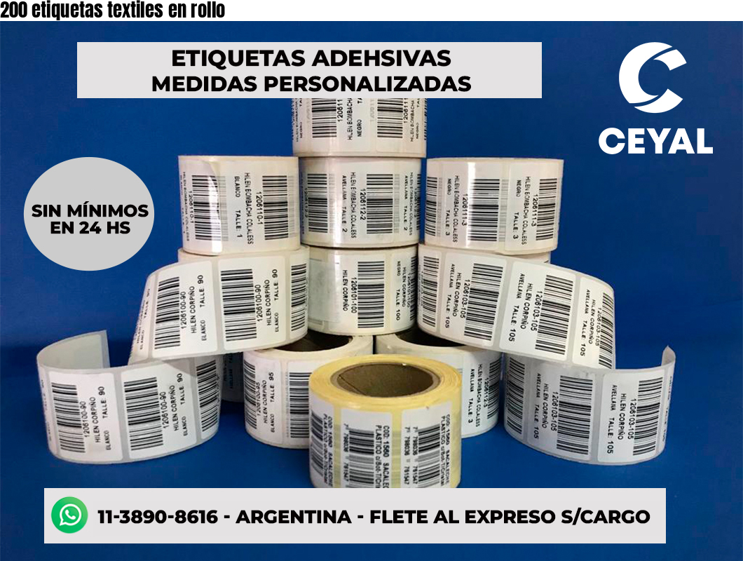 200 etiquetas textiles en rollo