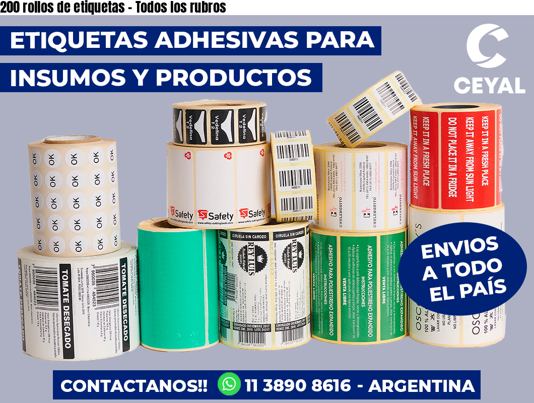 200 rollos de etiquetas – Todos los rubros