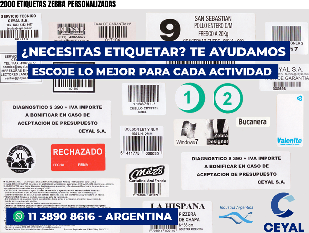 2000 ETIQUETAS ZEBRA PERSONALIZADAS