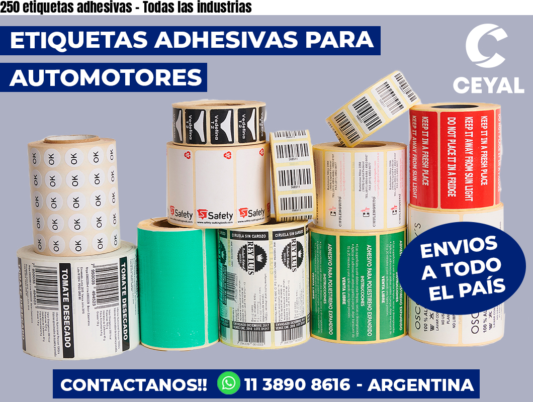 250 etiquetas adhesivas - Todas las industrias