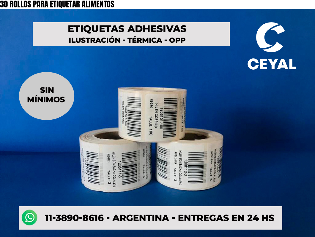 30 ROLLOS PARA ETIQUETAR ALIMENTOS