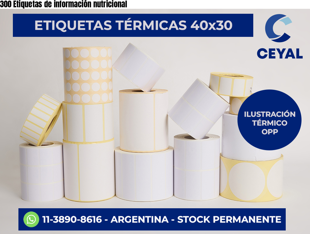 300 Etiquetas de información nutricional