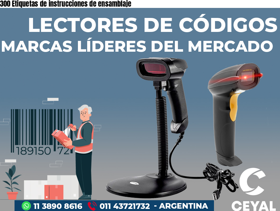 300 Etiquetas de instrucciones de ensamblaje