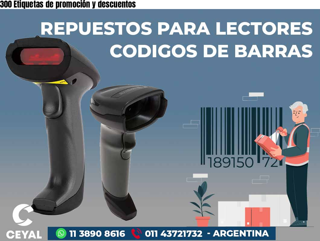 300 Etiquetas de promoción y descuentos
