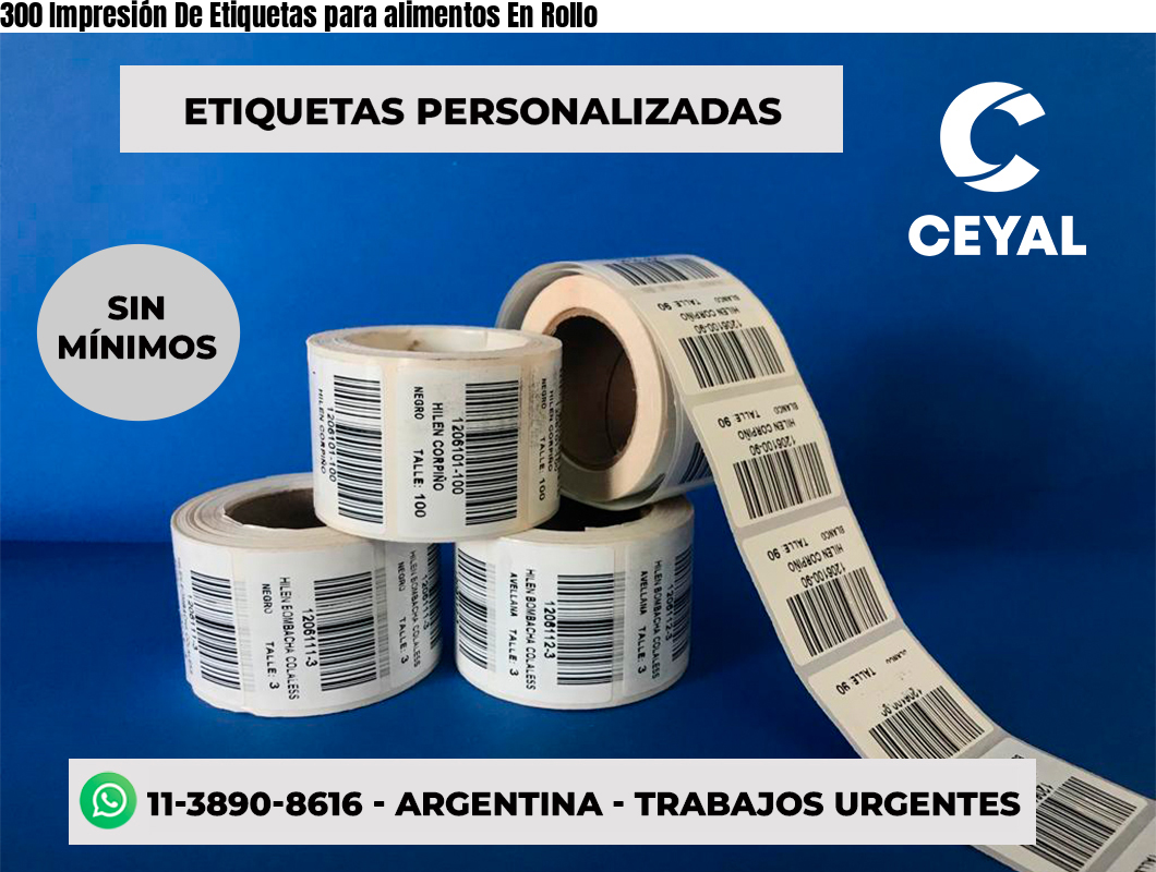 300 Impresión De Etiquetas para alimentos En Rollo