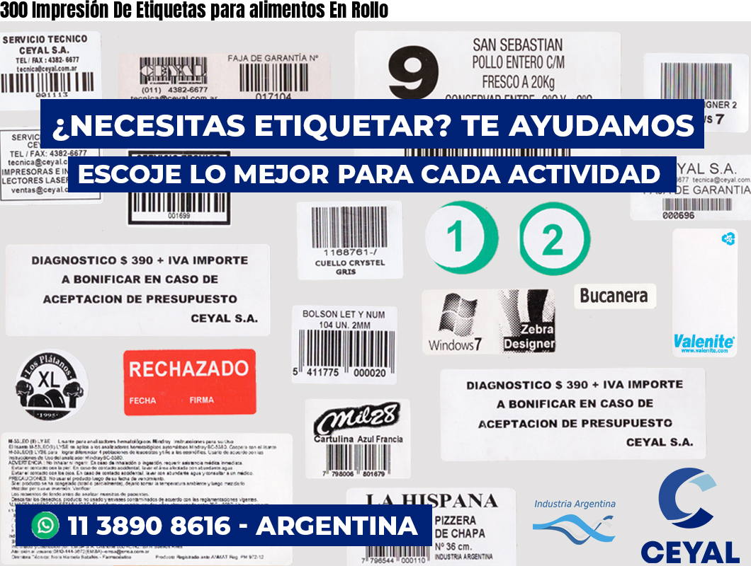 300 Impresión De Etiquetas para alimentos En Rollo