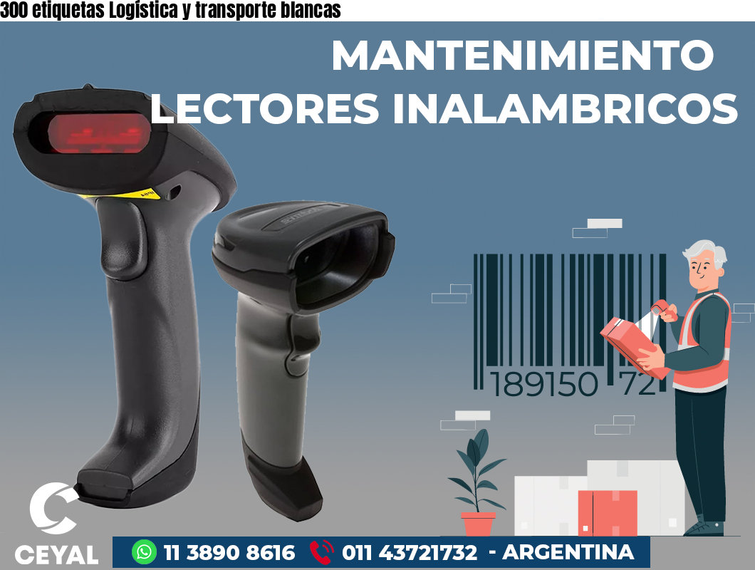 300 etiquetas Logística y transporte blancas