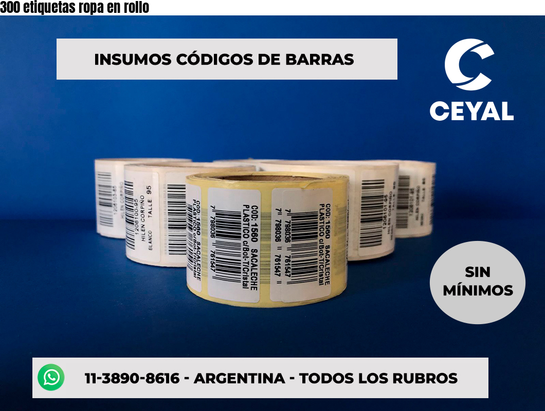 300 etiquetas ropa en rollo