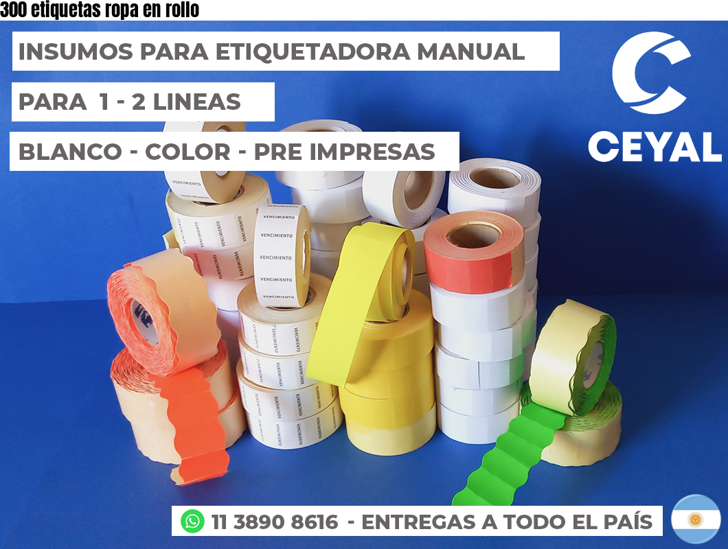 300 etiquetas ropa en rollo