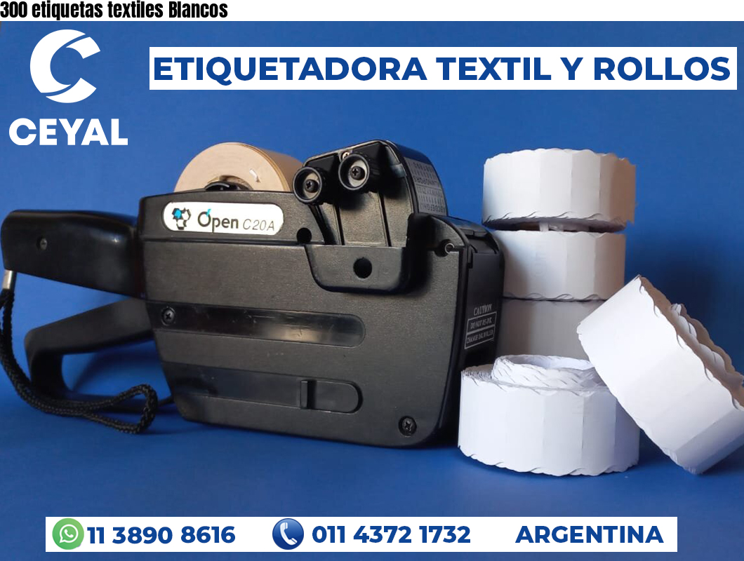 300 etiquetas textiles Blancos