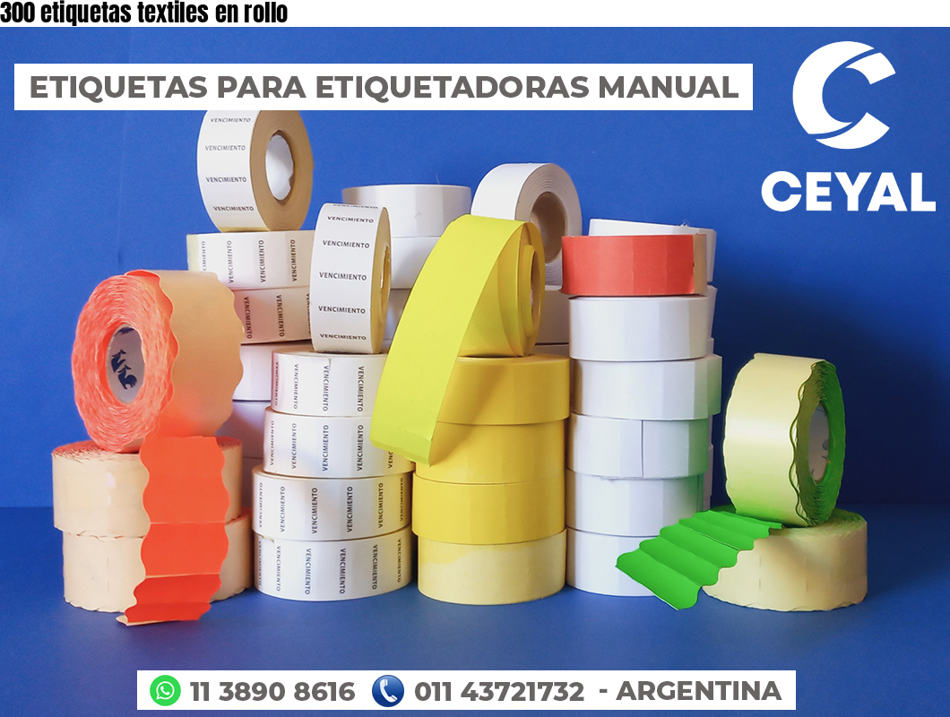300 etiquetas textiles en rollo