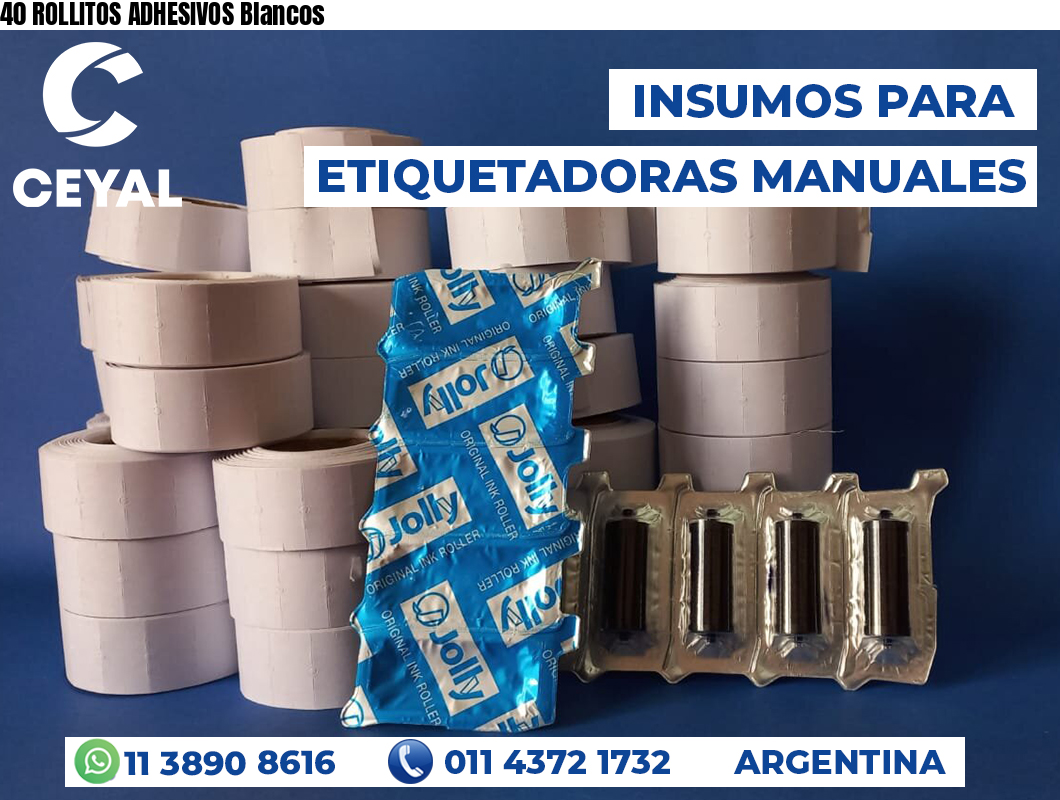 40 ROLLITOS ADHESIVOS Blancos