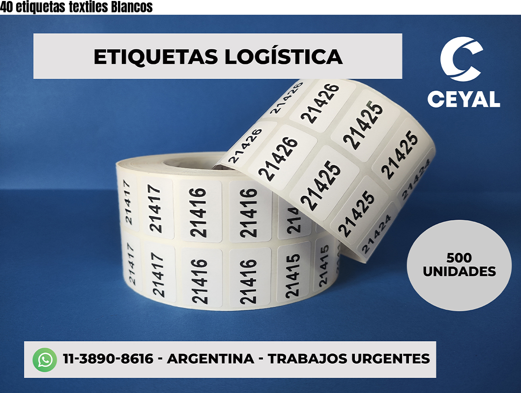 40 etiquetas textiles Blancos