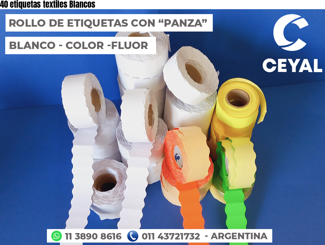 40 etiquetas textiles Blancos