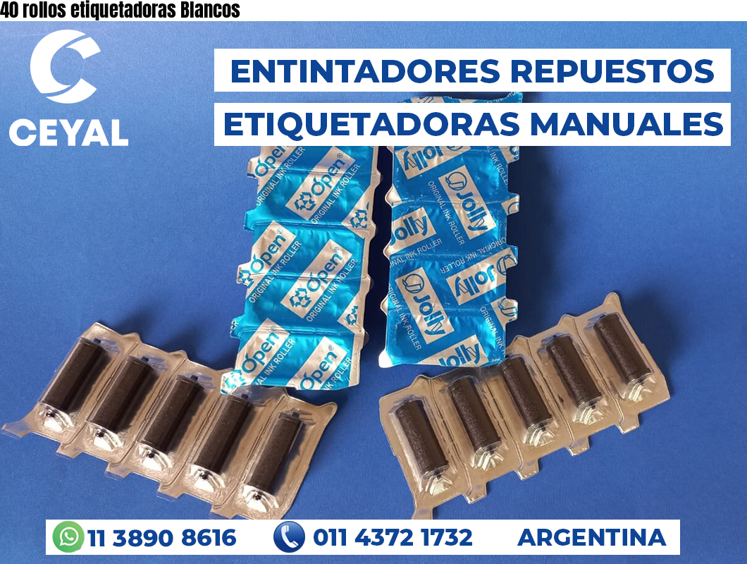 40 rollos etiquetadoras Blancos