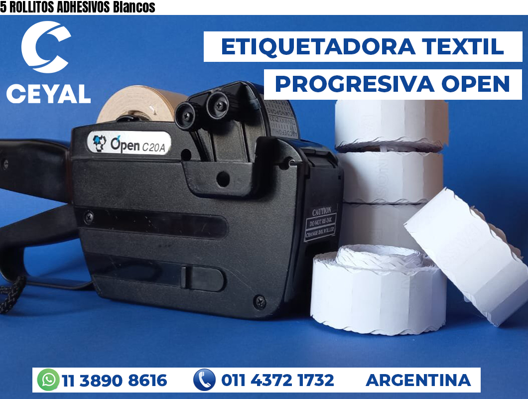 5 ROLLITOS ADHESIVOS Blancos