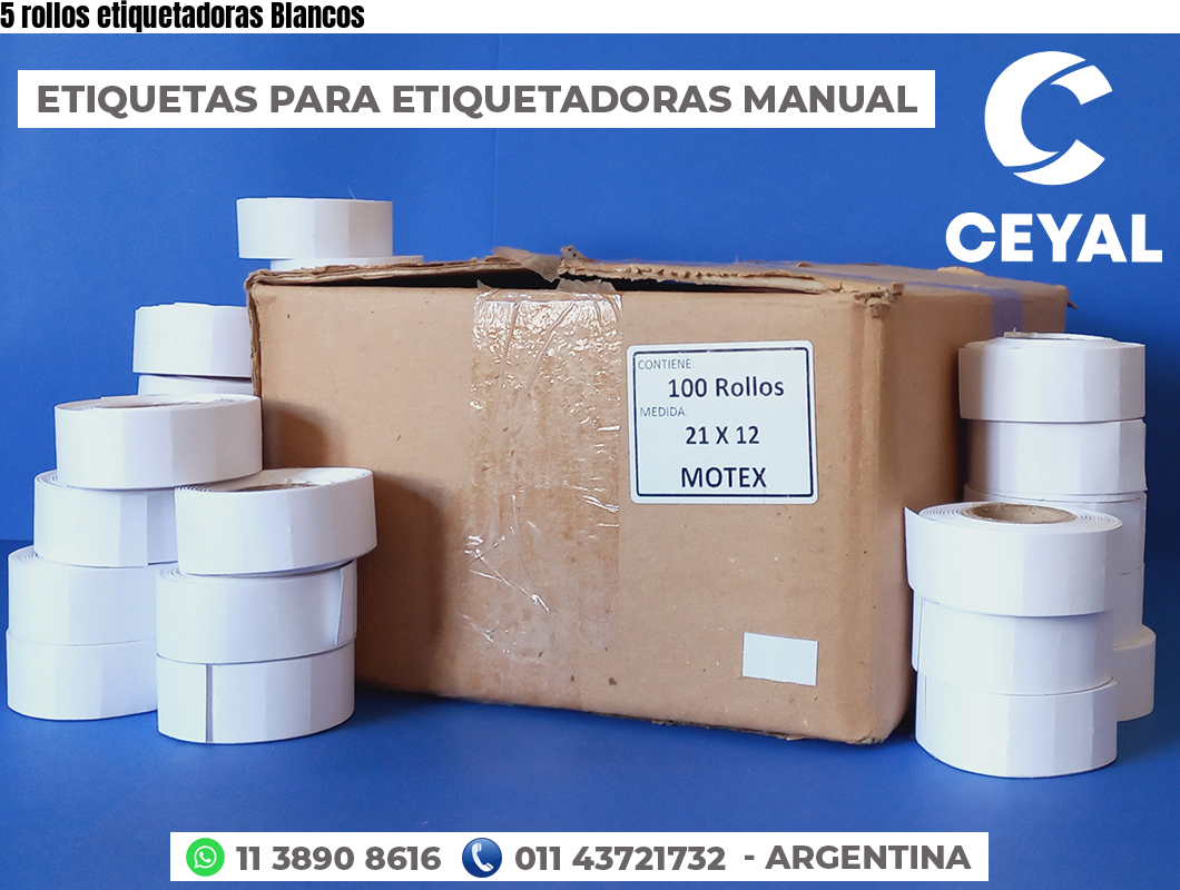 5 rollos etiquetadoras Blancos