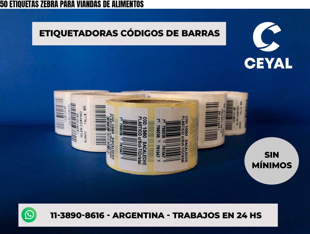 50 ETIQUETAS ZEBRA PARA VIANDAS DE ALIMENTOS
